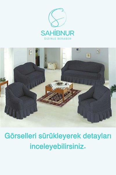 SAHİBNUR BürümcüK sofa and sofa set - sofa Bed Cover, seat Cover, with Elastic and sKirt, for 3+2+1+1 set 3211