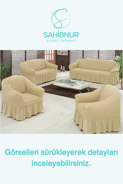 SAHİBNUR BürümcüK sofa and sofa set - sofa Bed Cover, seat Cover, with Elastic and sKirt, for 3+2+1+1 set 3211