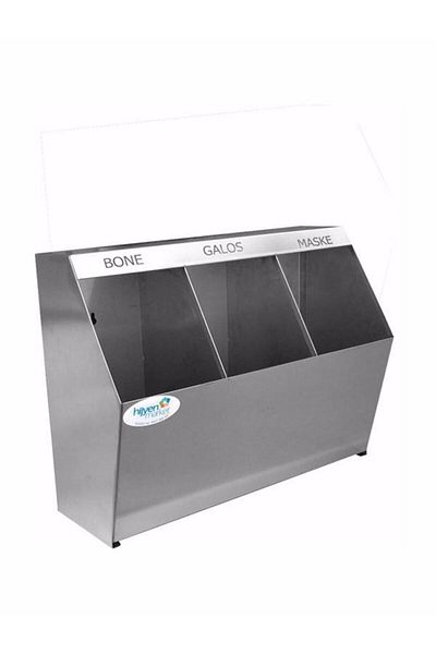 WELLDONE Overshoes Bone Mask Cabinet - 3 Compartment Set Overshoes Mask Bone Box Stainless Hygiene Cabinet