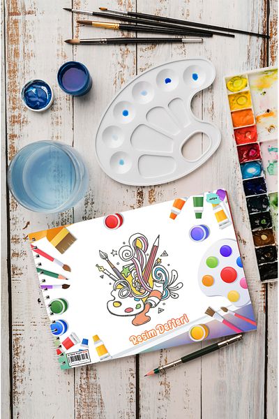 kutuTR Luxury 25x35 Wooden Covered Painting Book - 110 gr, 30 Sheets RD003