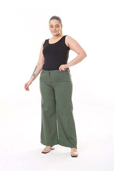 SERRA BÜYÜK BEDEN Wide Leg Gabardine Trousers