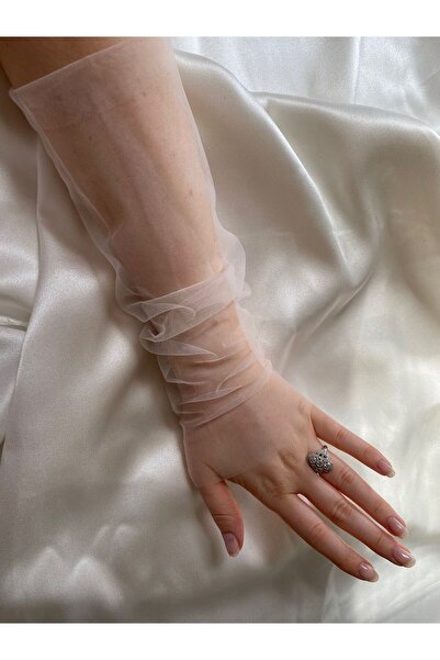 Butik Beyaz tül eldiven kolluk