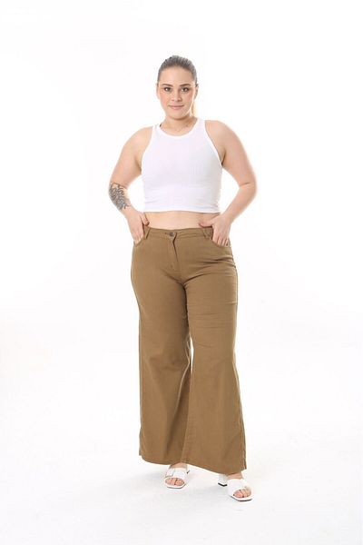SERRA BÜYÜK BEDEN Wide Leg Gabardine Trousers