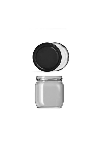 Paşabahçe 6-Piece Glass Jar 425 Cc with Black Lid