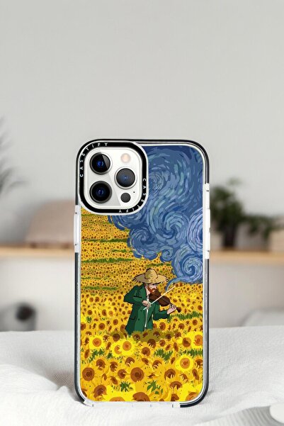 mooodcase iPhone 14 Pro Max Sarı Çiçekler Desenli Casetify Darbe Emci Silikonlu Telefon Kılıfı