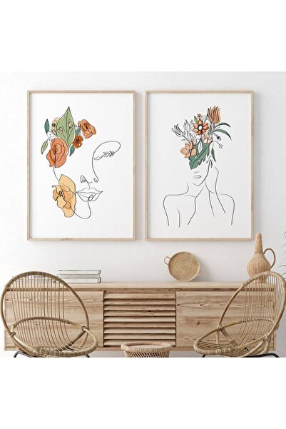 woodhomeworks Ahşap Çerçeveli 2 Li Soyut Dekoratif Tablo Qmmt35