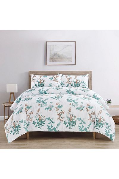 In House Jood | 4 Pieces Summer Comforter Set - King - 260x240 cm - Ivory & Green