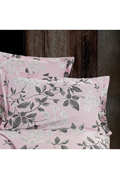 In House Mark | 8 Pieces Ranforce Cotton Comforter Set - King - 260x240 cm - 4483-v11 - Pink & Grey
