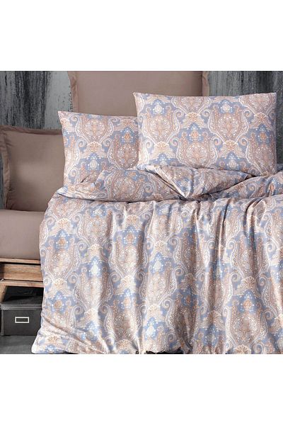 In House Auxerre |  8 Pieces Ranforse Cotton Comforter Set - King - 260x240 cm - 85597 - Beige & Blue