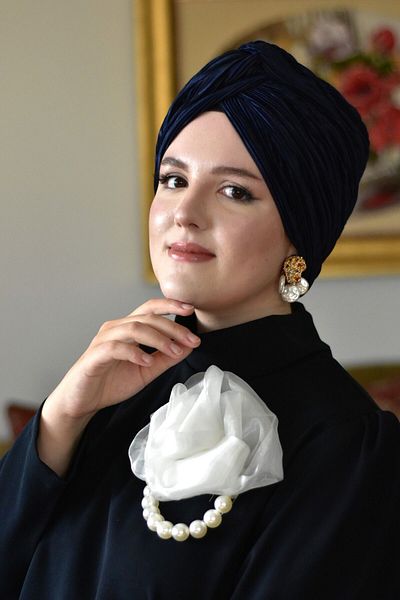 ARTİZİA Pleat fabric love knot stylish no-padding islamic cap, ready-made wrap, ready-made turban