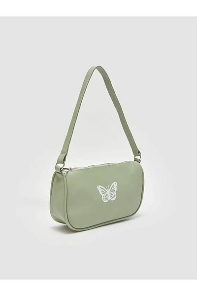 LC Waikiki Green Butterfly Printed Girl's Shoulder Bag