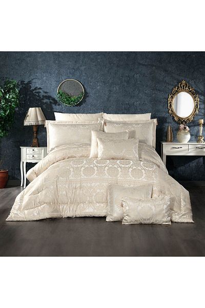 In House Fano | 10 Pieces Copland Comforter Set - King - 260x240 cm - 402 - Light Beige
