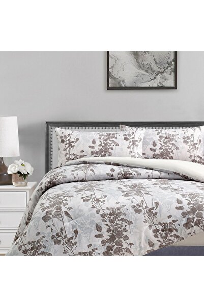 In House Marius | 4 Pieces Summer Comforter Set - King - 260x240 cm - Ivory & Light Brown