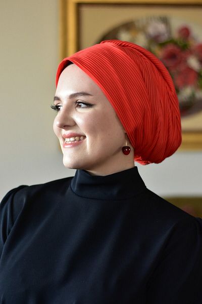 ARTİZİA pleated fabric stylish relax hijab cap, ready wrap, ready turban