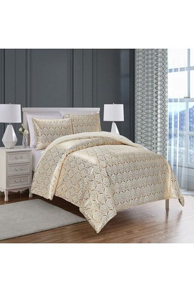 In House Paolo | 3 Pieces Comforter Set - 240x270 cm - ELEGANT PARIS - Gold