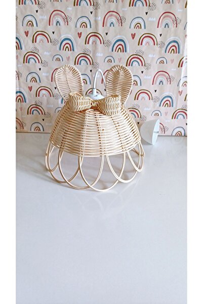 Genel Markalar Kahverengi Rattan Kurdele Avize 30x30 cm, Duy Dahil, Şık ve doğal tasarım