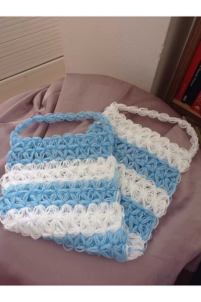 Rapithwin Handmade Knitted Natural Fiber Blue (40X16 cm)