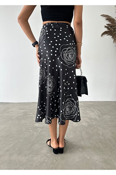 Fiori Luxury Quality Maxi Length Long Satin Skirt with Elastic Waist