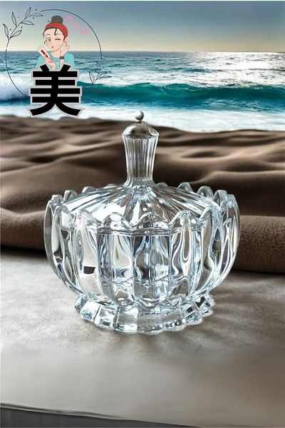 FORSEİ LUCA 1 Piece Luxury Turkish Delight Bowl with Glass Lid Chocolate Cutting Sugar Bowl - Holiday Serving Container