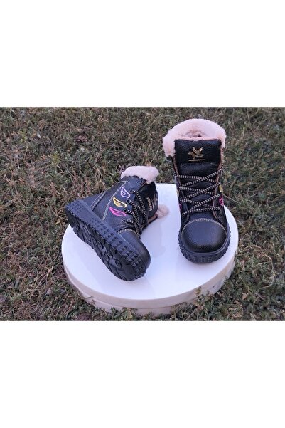 KAFKASLAR Kız Çocuk Renkli Kaymaz Taban Içi Tüylü Fermuarlı Bot