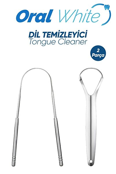 Oral White Paslanmaz Çelik Dil Temizleyici ve Dil Sıyırıcı 2 Parça