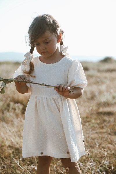 Pure Lille 1-5 Years Ecru Muslin Dress