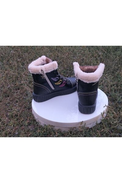 KAFKASLAR Kız Çocuk Renkli Kaymaz Taban Içi Tüylü Fermuarlı Bot