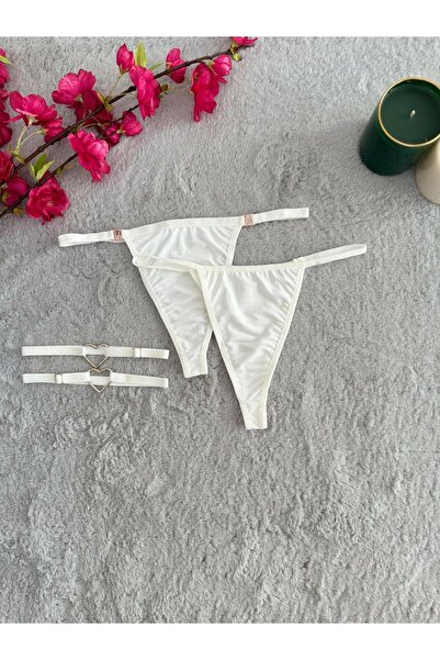 Oprah Kadın Aksesurlı Seksi String , Düz Seksi String Külot ve 2 Li Bacak Akseusarı