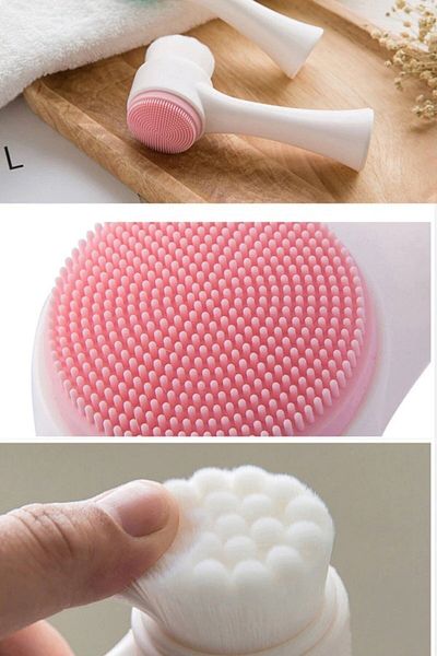 HERFİE Makeup Removal and Facial Cleanser Care Double Sided Facial Cleansing Brush and Silicone Pore Tool