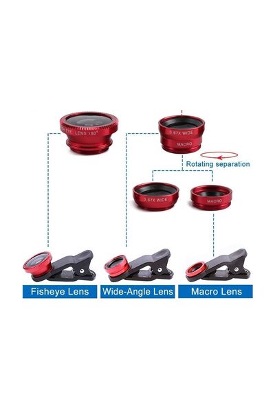 HERFİE Balık Gözü Lens Fisheye Wide Makro Geniş Açılı Yakın Açılı Telefon Lensi Her Telefona Uyumlu