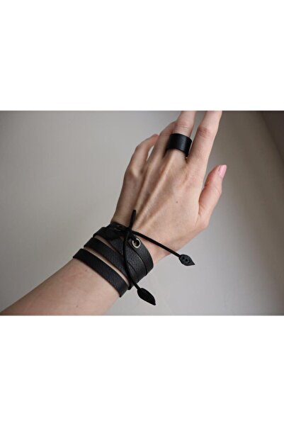 DENİZ TASARIM Hakiki Deri Bileklik Bağcıklı