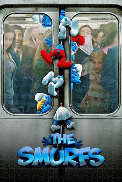 Jeronkarji Şirinler The Smurfs (2011) Sürüm2 Film Posterinin 1000 Parça Puzzle Yapbozu