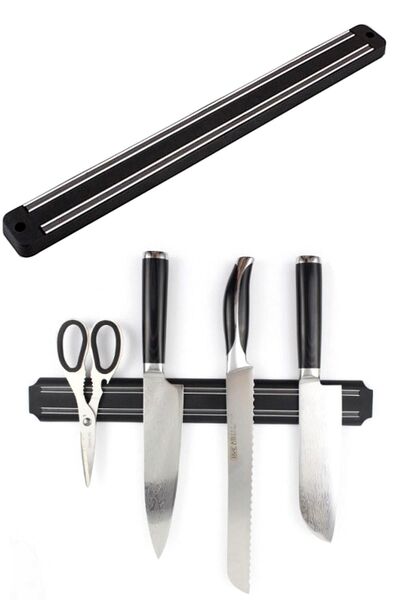 Neler Geldi Neler Siyah Mıknatıslı Bıçak Tutucu Organizer Bıçaklık Standı Askı Aparatı 33 cm