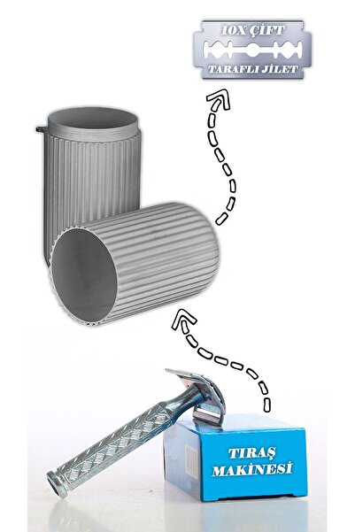 HERFİE Paslanmaz Tıraş Makinesi Saklama Kabı 10x Çift Taraflı Jilet