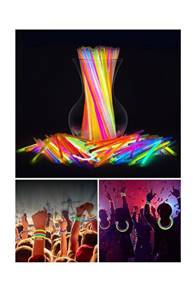 HERFİE 10 Adet Parti Eğlence Doğum Günü Parlayan Fosforlu Neon Renkli Eklenebilen Çubuklar