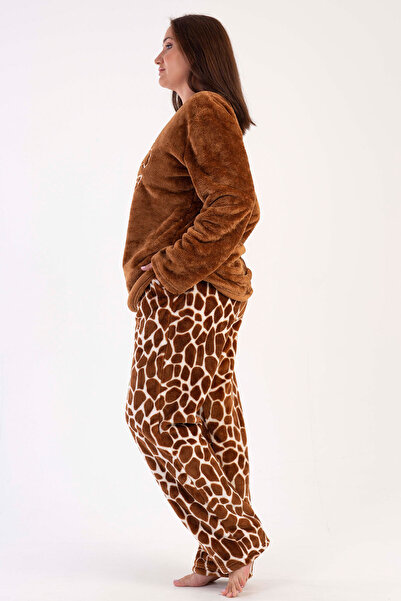 VİENETTA Welsoft Large Size Long Sleeve Women's Pajama Set with Pockets - 303071