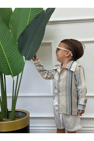 Ares Kids Fashion Cămașă de in pentru copii și bebeluși - Îmbrăcăminte pentru sărbători și ocazii speciale