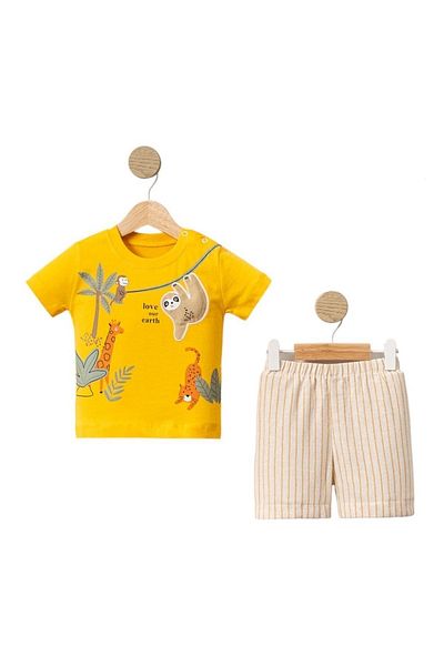 Lanugo Baby Clothes 100% Cotton Embroidered Summer Suit for Baby Boy - Shorts and T-Shirt