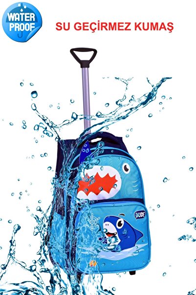 JOJO KIDS Geantă de școală primară cu cecuri de câini și pești pentru băiat - cu cutie de prânz