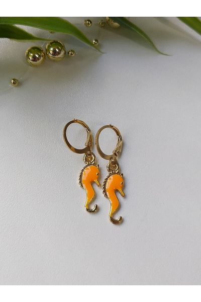 Lilamor Orange Seahorse Earrings