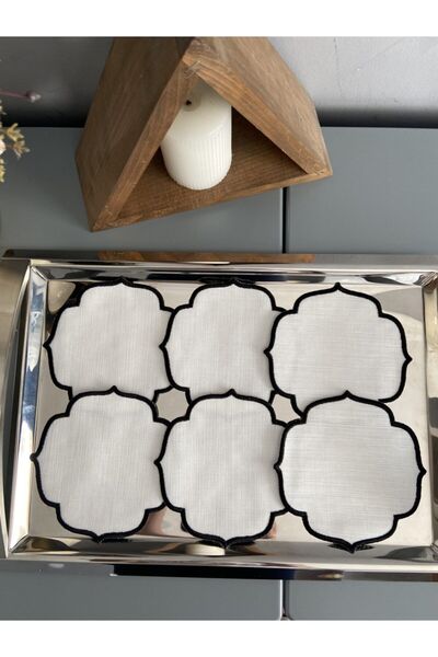 LİNDA MİA طقم مناديل كوكتيل مكون من 6 قطع باللون الأسود