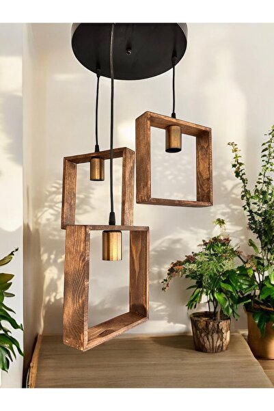 RMD SHOP Karina Ahşap Sarkıt Avize 3'Lü