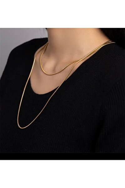 Takıkraliyeti 316& L Çelik Altın Renk 80cm 1.3 mm Yılan Zincir