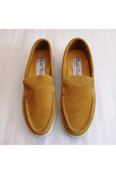 Butik Tülin Unisex Suede Mustard Yellow - Soft and Flexible Genuine Leather Non-Slip Rubber Sole Shoes