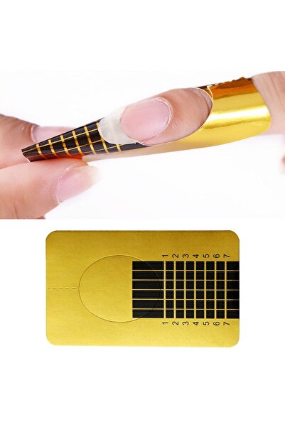 ROSEVELT Protez Tırnak Form Tırnak Uzatma Şablonu 100 Lü Gold Kare