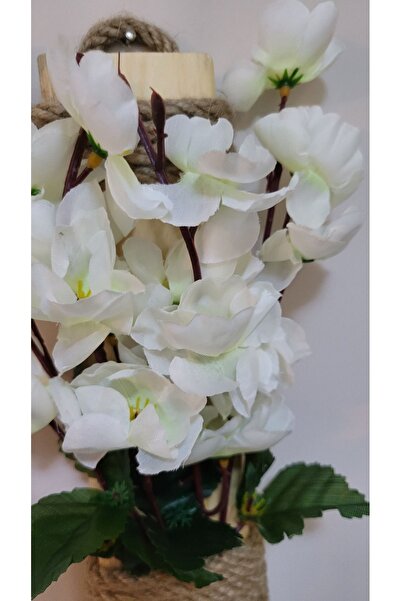 La bella bazar Dekoratif Ahşap Antre Hol Dekor Süs Yapay Çiçek Süslemeli Askı Yapay Çiçek Dekorasyon