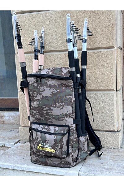 RENAT CARP Balıkçı Sırt Çantası 6 Adet Takımlık Koyu Kamuflaş