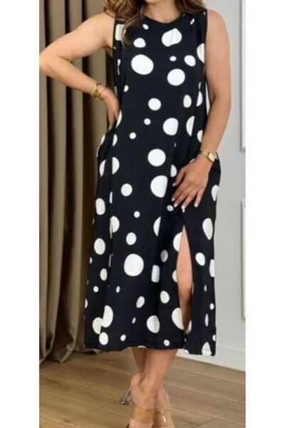 akkanatbutik Kadın Puantiye Siyah Elbise