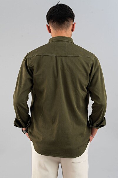 bombe Slim Fit pánská džínová košile zelená