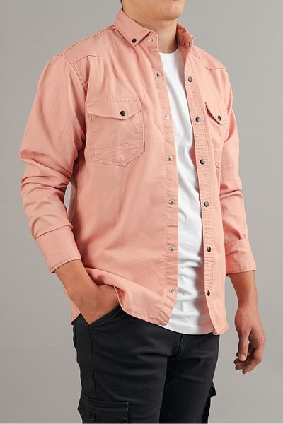 bombe Slim Fit Ανδρικό πουκάμισο τζιν σε πούδρα